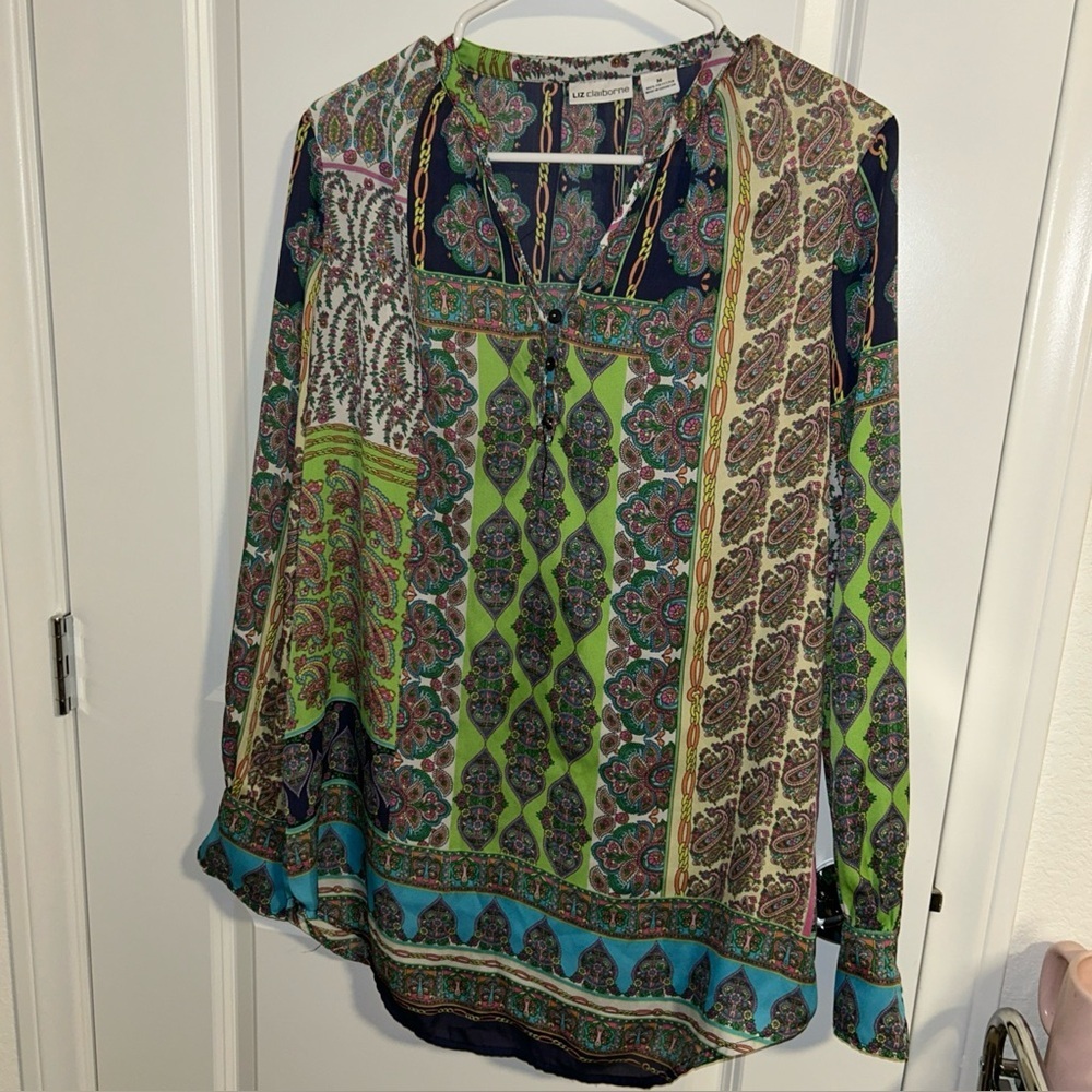 Boho Peasant Paisley Tunic SIZE Medium Lightweight Liz Claiborne